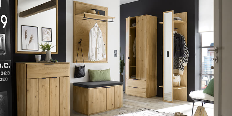 Flurmöbel Set Baroona in Wildeiche Bianco massiv modern Pharao24.de