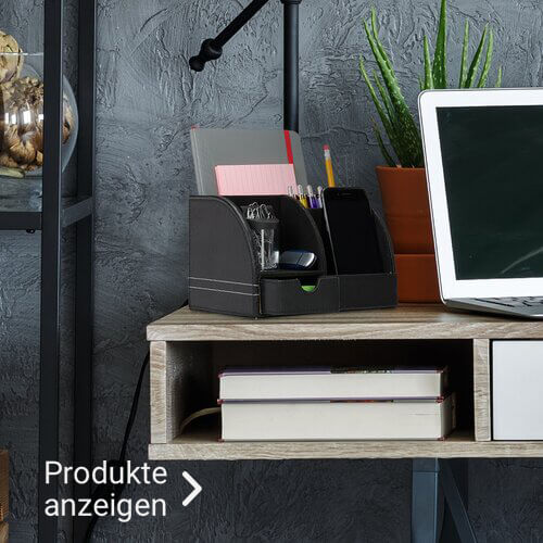 Stiftehalter aus schwarzem Kunstleder