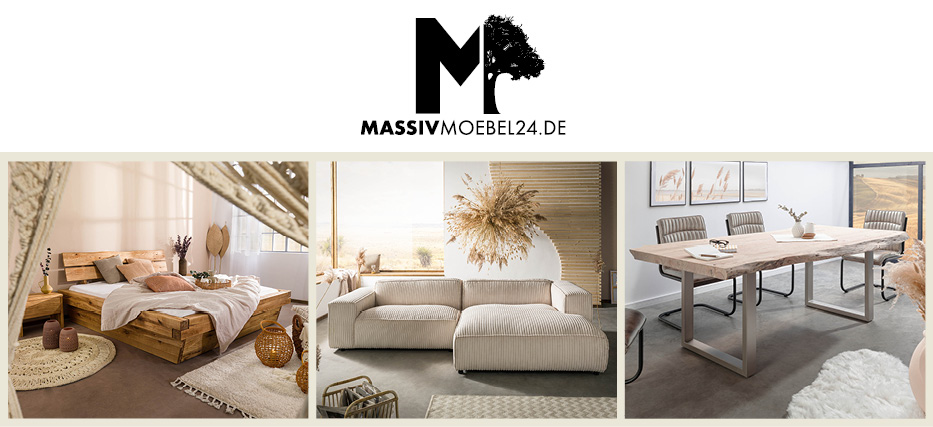 Verschiedene massive Holzmöbel für Schlafzimmer und Wohnzimmer